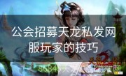 公会招募天龙私发网服玩家的技巧