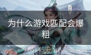 为什么游戏匹配会爆粗