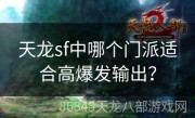天龙sf中哪个门派适合高爆发输出？